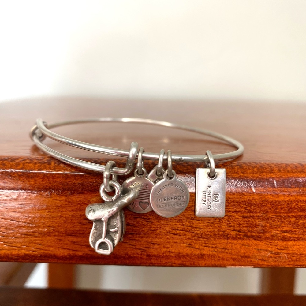 Adjustable Kentucky Derby Bangle Bracelet by Alex and Ani Silver English Saddle